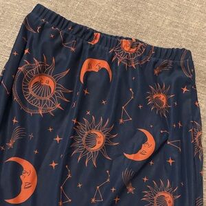 Navy and Orange Celestial Print Skirt